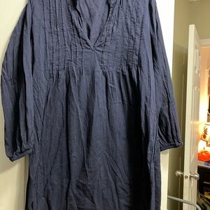 Lauren Ralph Lauren Blue V-Neck Bishop Sleeve Dress